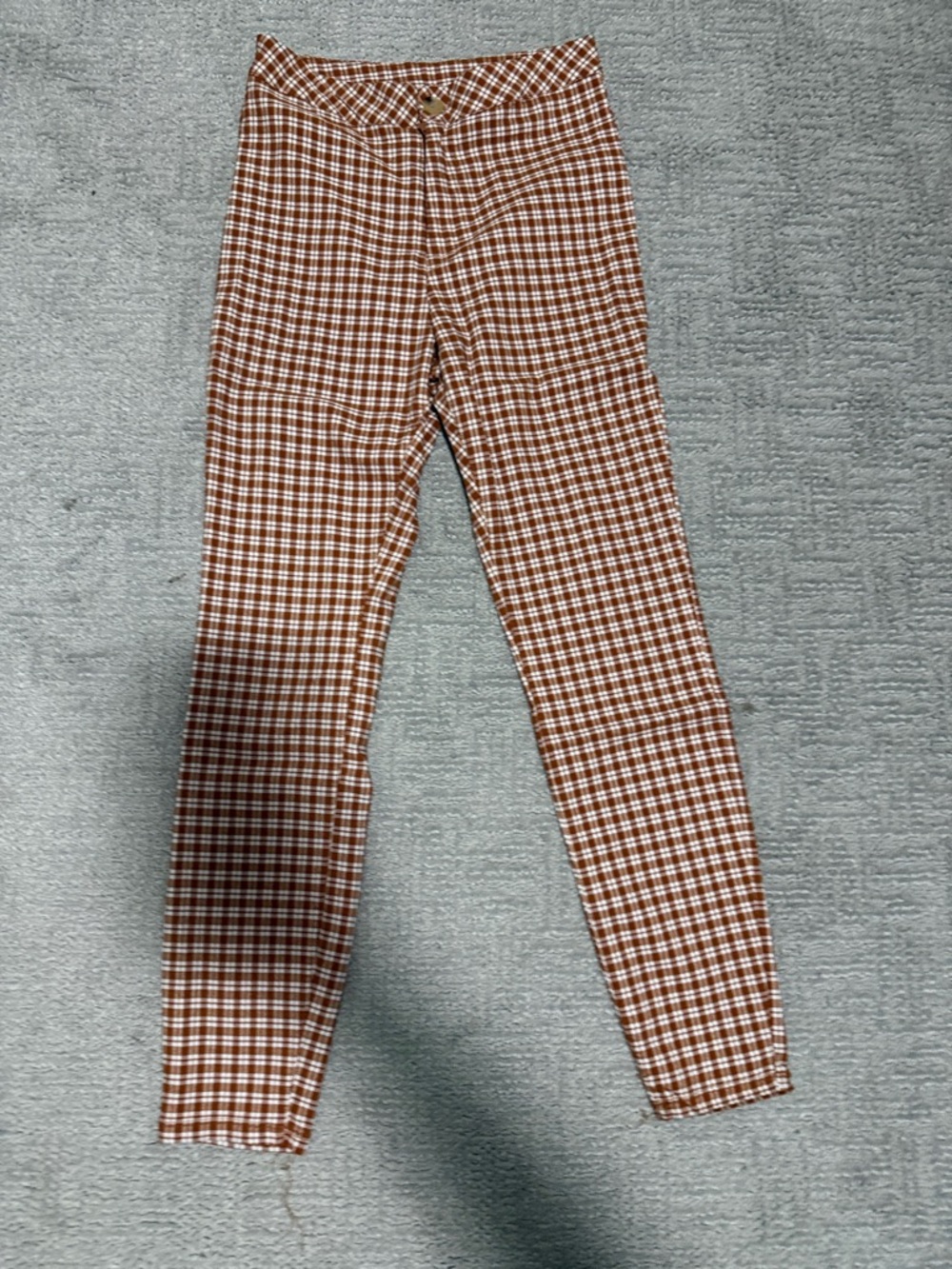 Womens Brown Plaid Stretch Leggings